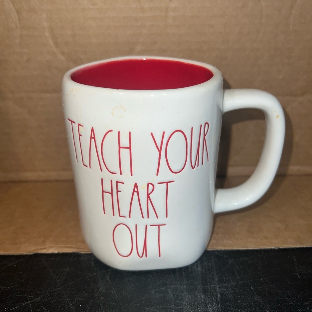 Rae Dunn White and Red Mug - Teach Your Heart Out-SPECIAL EDITION RAE DUNN MUG